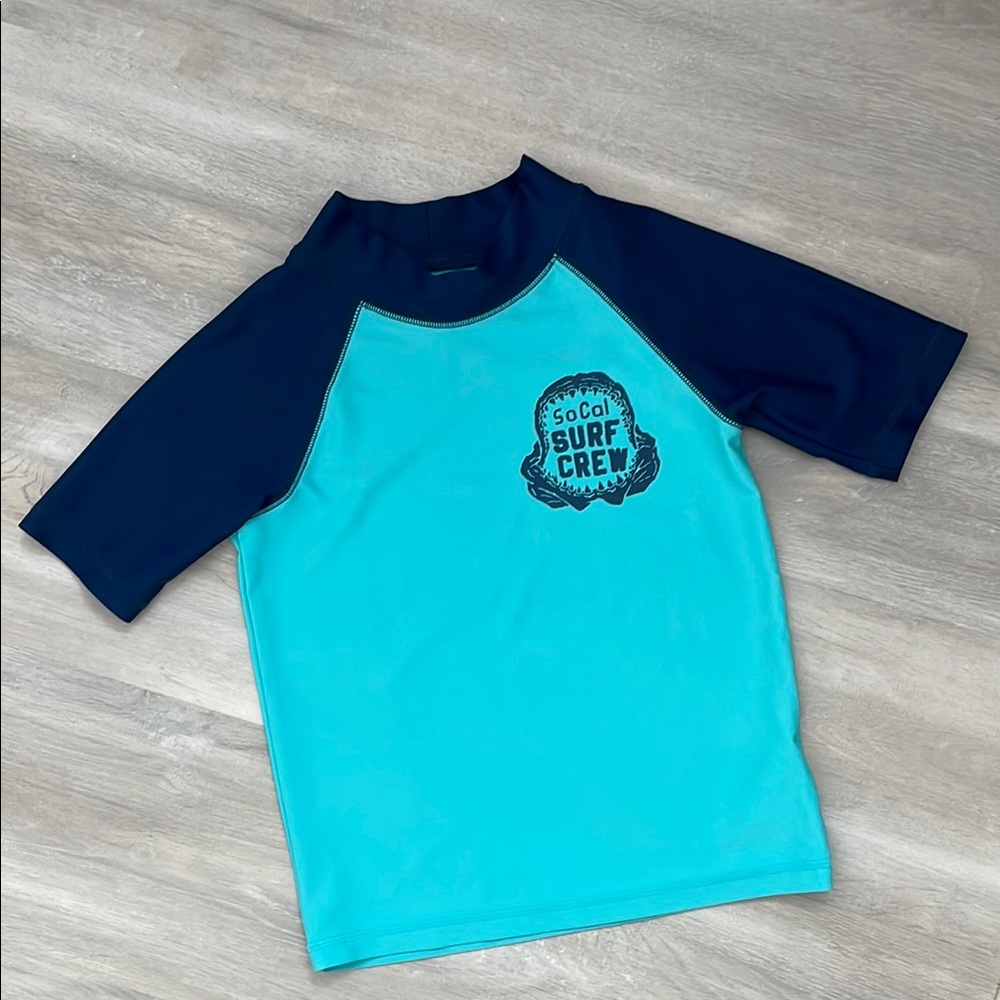 OshKosh B'gosh Aqua and Navy Kids Swim Rashguard